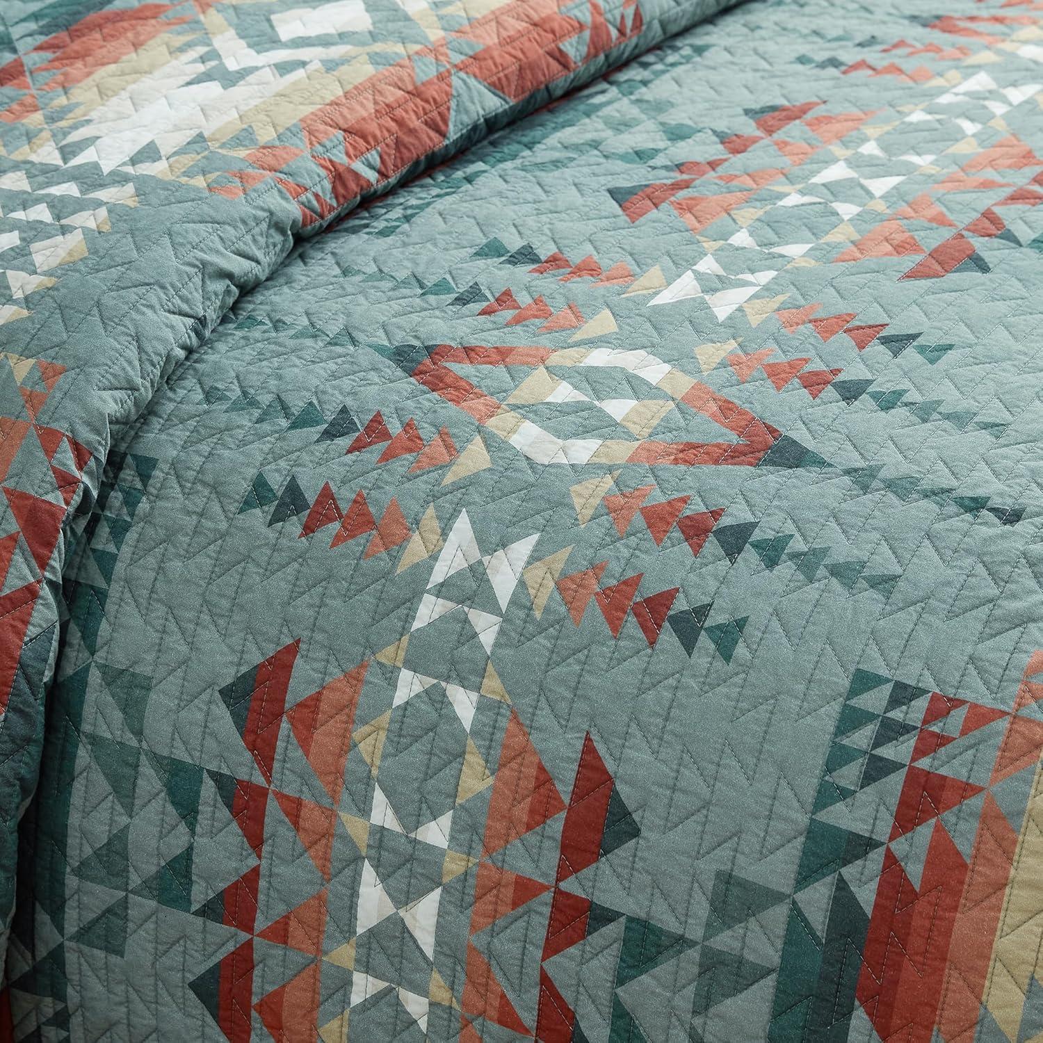 imagePendleton Bridge Creek FullQueen Quilt Bedding Set 3Piece Stripe Patterned Lightweight Coverlet ampamp Pillow Shams Reversible 100 Cotton Tan02 Green