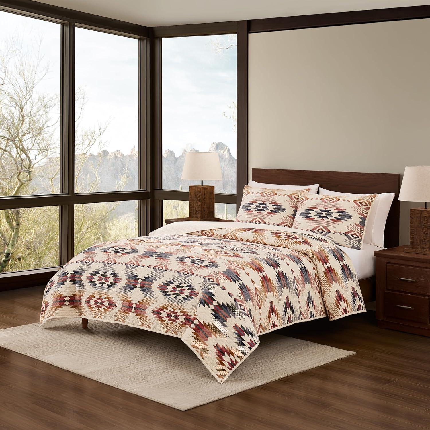 imagePendleton Shadow Peak FullQueen Lightweight Quilt Set Soft Cotton Bedding Cover Rustic Home Decor Luxury Coverlet Cozy Quilt and Pillow Shams Set FullQueen BlackFog