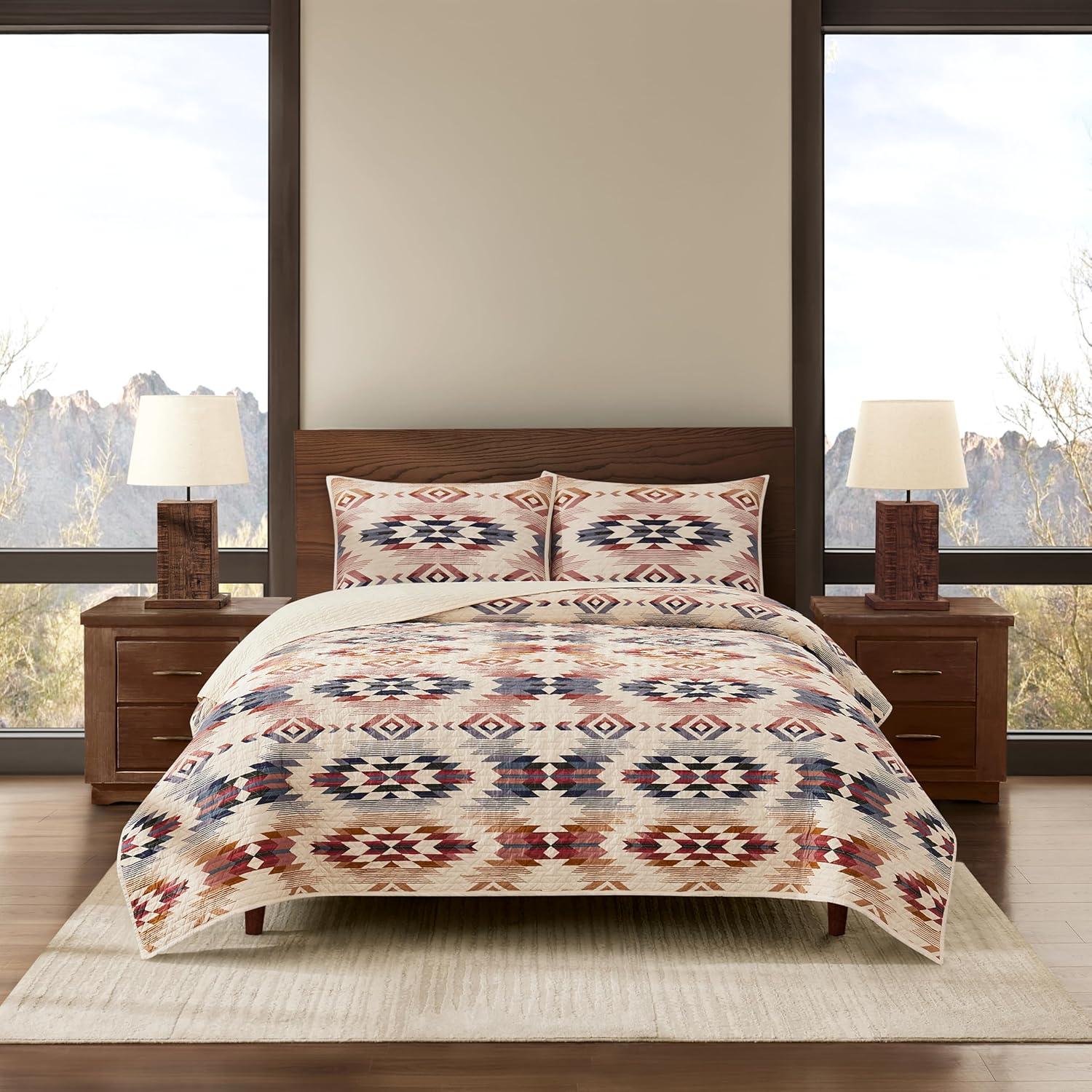 imagePendleton Shadow Peak FullQueen Lightweight Quilt Set Soft Cotton Bedding Cover Rustic Home Decor Luxury Coverlet Cozy Quilt and Pillow Shams Set FullQueen BlackFog