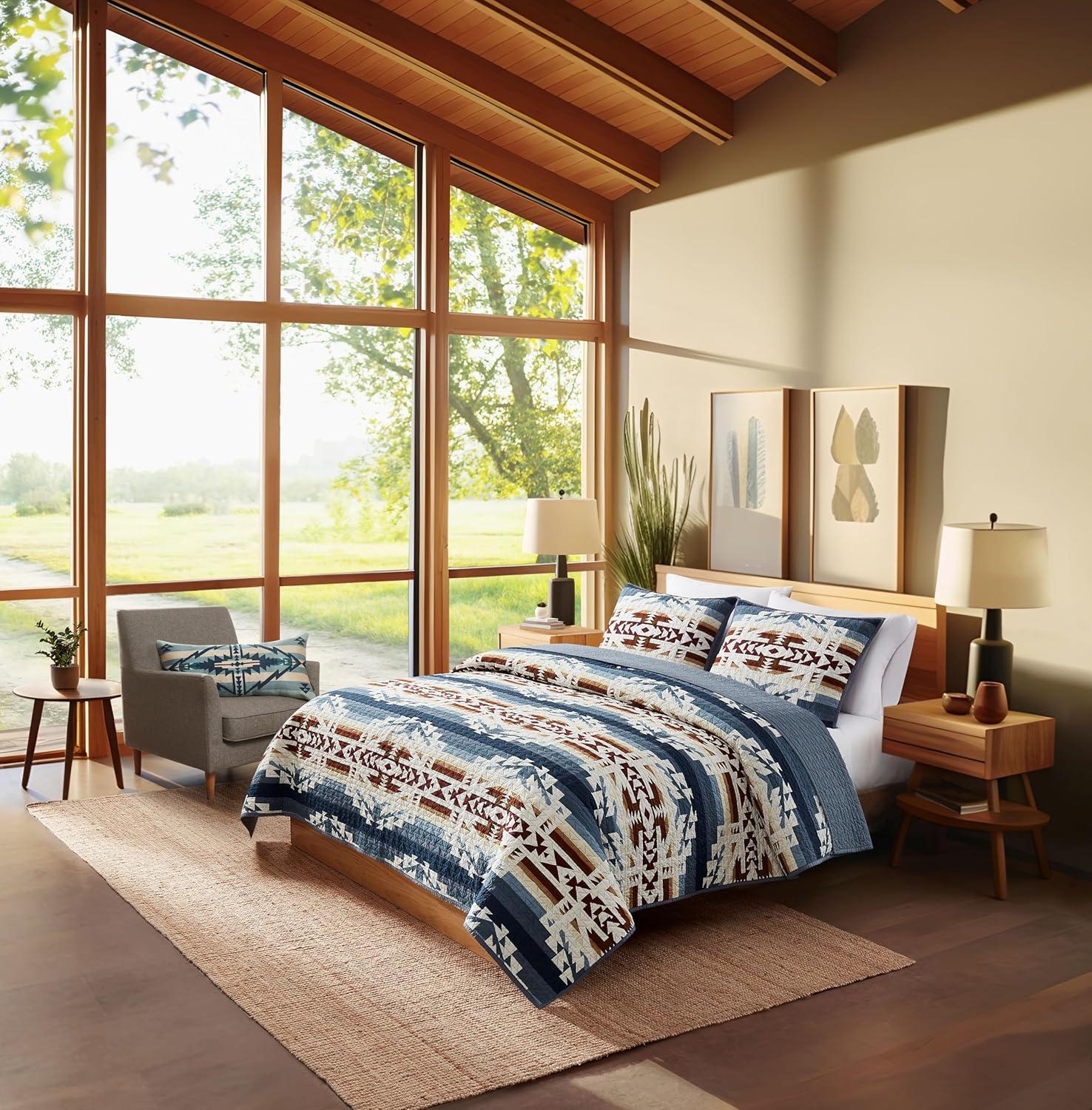 imagePendleton Shadow Peak FullQueen Lightweight Quilt Set Soft Cotton Bedding Cover Rustic Home Decor Luxury Coverlet Cozy Quilt and Pillow Shams Set FullQueen BlackCanyon Trail