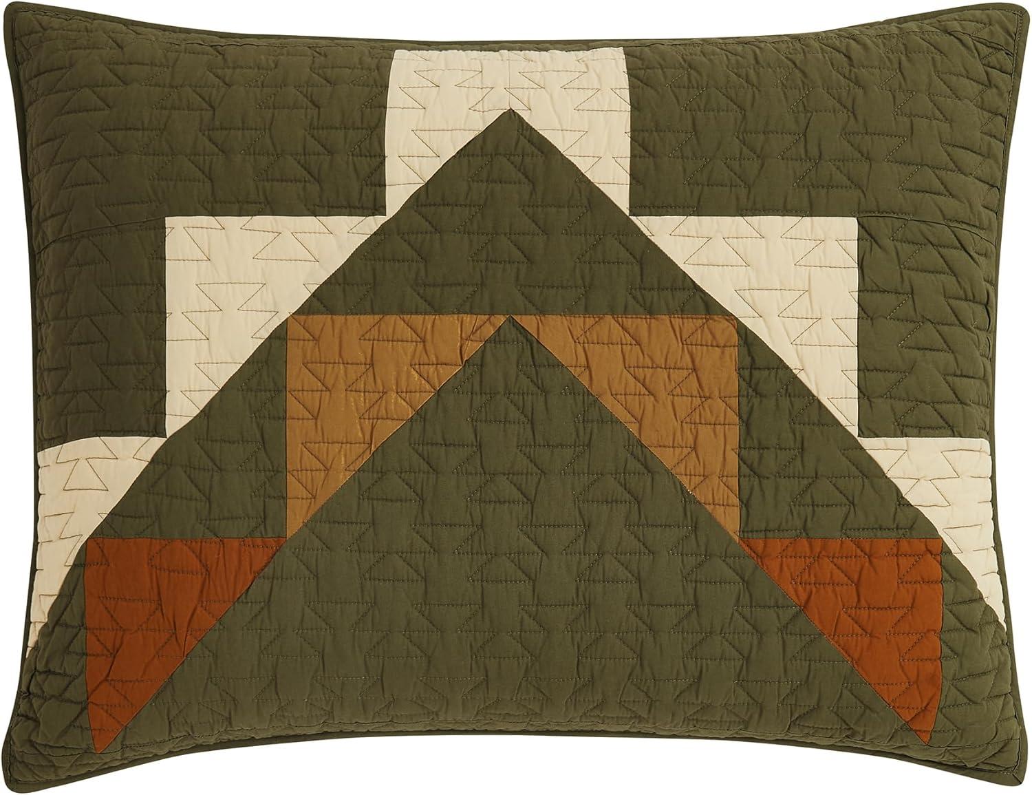 imagePendleton Shadow Peak FullQueen Lightweight Quilt Set Soft Cotton Bedding Cover Rustic Home Decor Luxury Coverlet Cozy Quilt and Pillow Shams Set FullQueen BlackTumalo Green