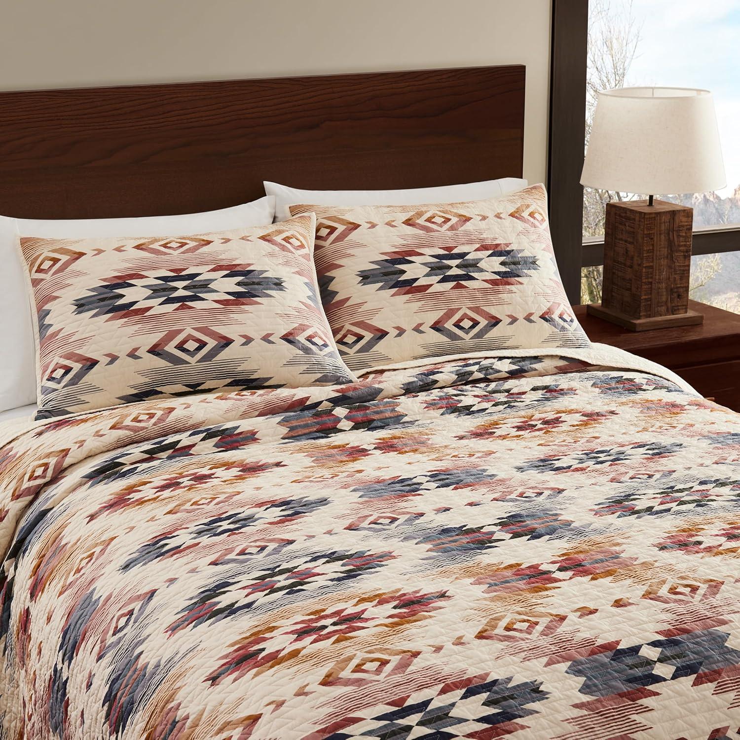 imagePendleton Shadow Peak FullQueen Lightweight Quilt Set Soft Cotton Bedding Cover Rustic Home Decor Luxury Coverlet Cozy Quilt and Pillow Shams Set FullQueen BlackFog