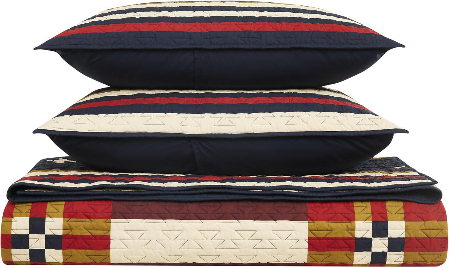 imagePendleton Shadow Peak FullQueen Lightweight Quilt Set Soft Cotton Bedding Cover Rustic Home Decor Luxury Coverlet Cozy Quilt and Pillow Shams Set FullQueen BlackScout Stripe