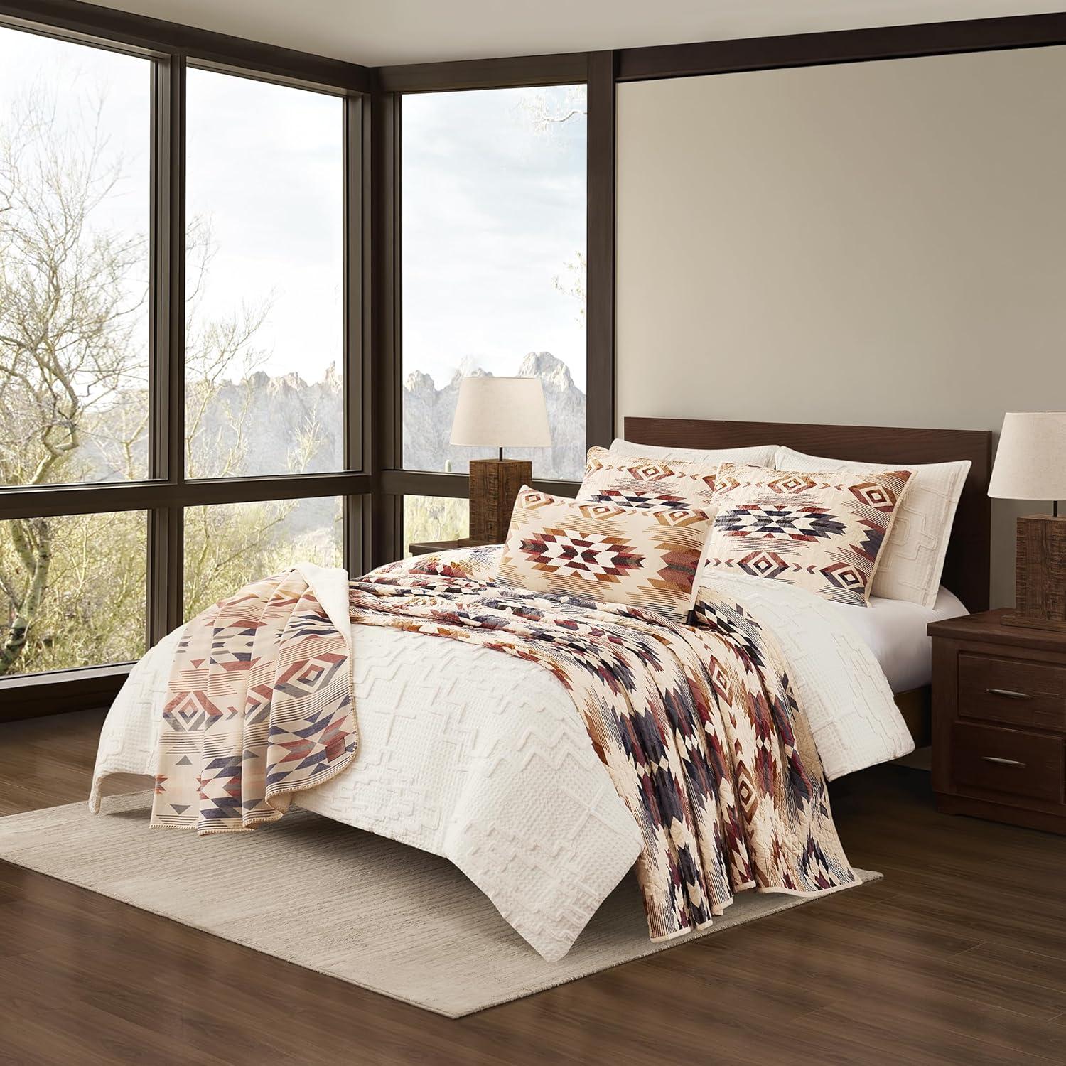 imagePendleton Shadow Peak FullQueen Lightweight Quilt Set Soft Cotton Bedding Cover Rustic Home Decor Luxury Coverlet Cozy Quilt and Pillow Shams Set FullQueen BlackFog