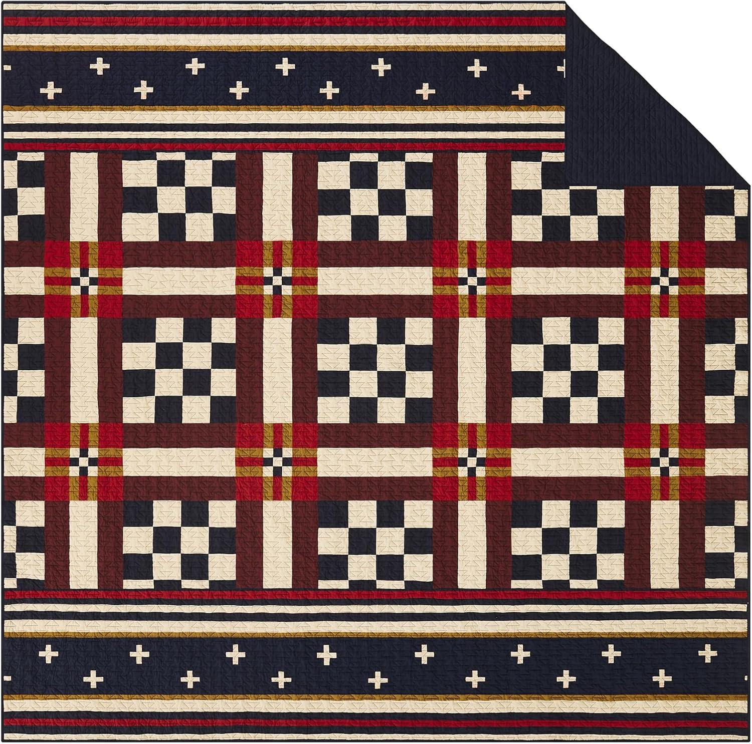 imagePendleton Shadow Peak FullQueen Lightweight Quilt Set Soft Cotton Bedding Cover Rustic Home Decor Luxury Coverlet Cozy Quilt and Pillow Shams Set FullQueen BlackScout Stripe