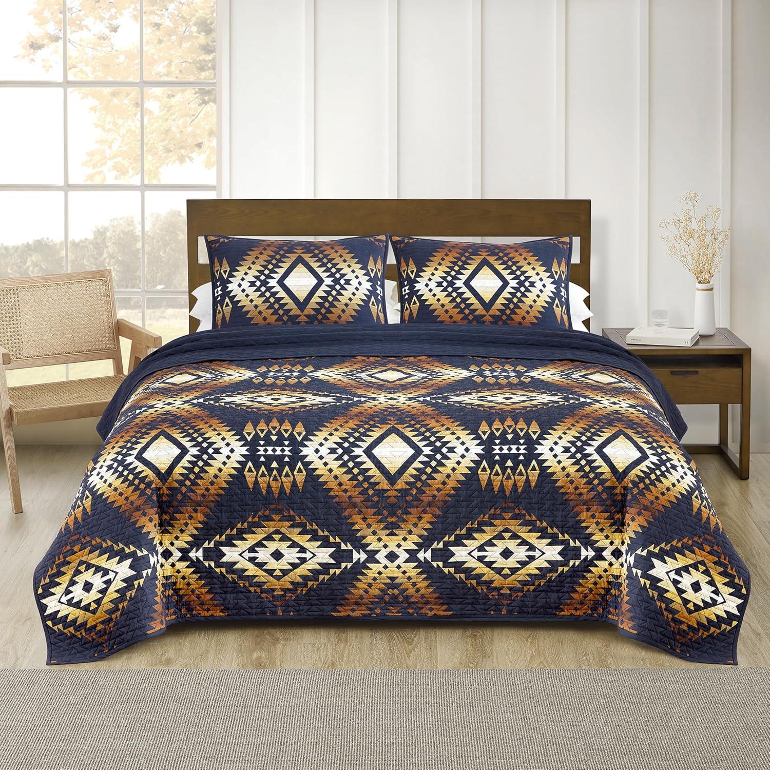 imagePendleton Shadow Peak FullQueen Lightweight Quilt Set Soft Cotton Bedding Cover Rustic Home Decor Luxury Coverlet Cozy Quilt and Pillow Shams Set FullQueen BlackMission Trails