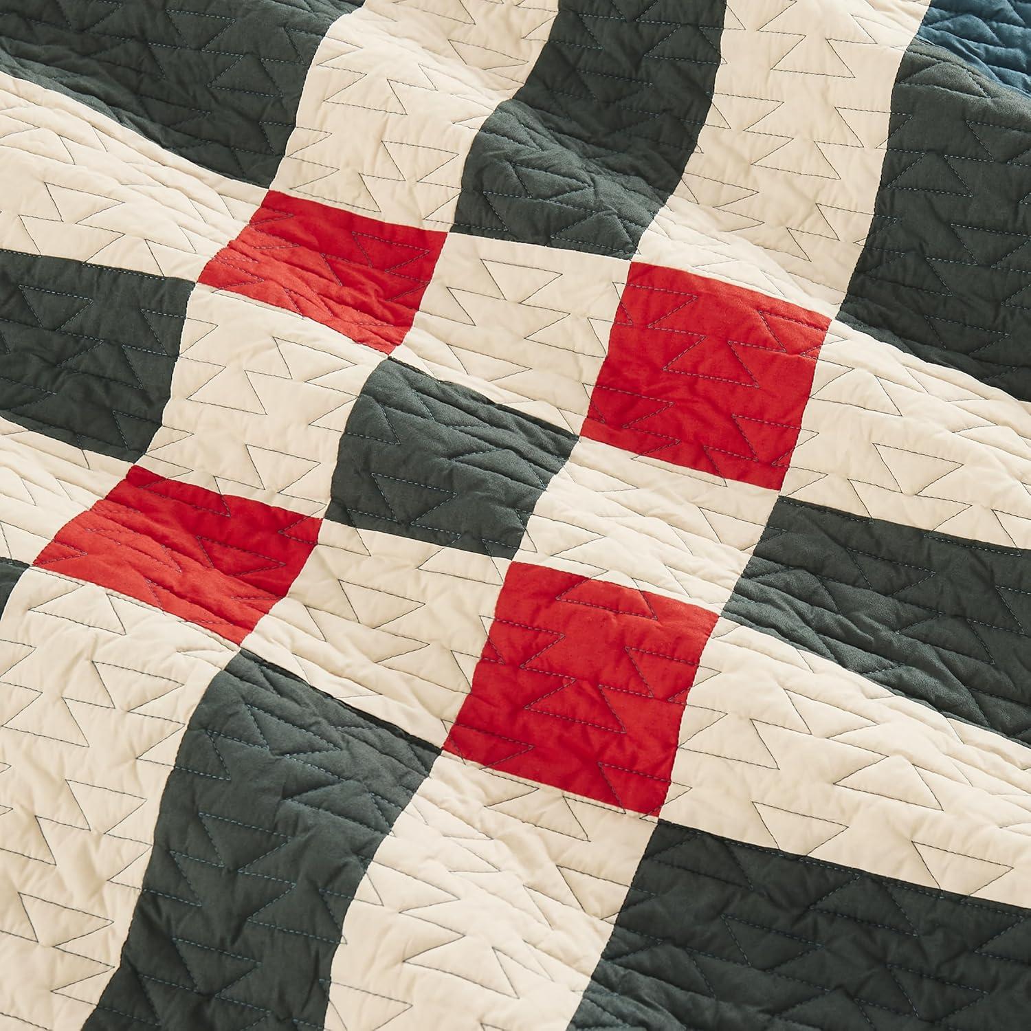 imagePendleton Shadow Peak FullQueen Lightweight Quilt Set Soft Cotton Bedding Cover Rustic Home Decor Luxury Coverlet Cozy Quilt and Pillow Shams Set FullQueen BlackFour Square