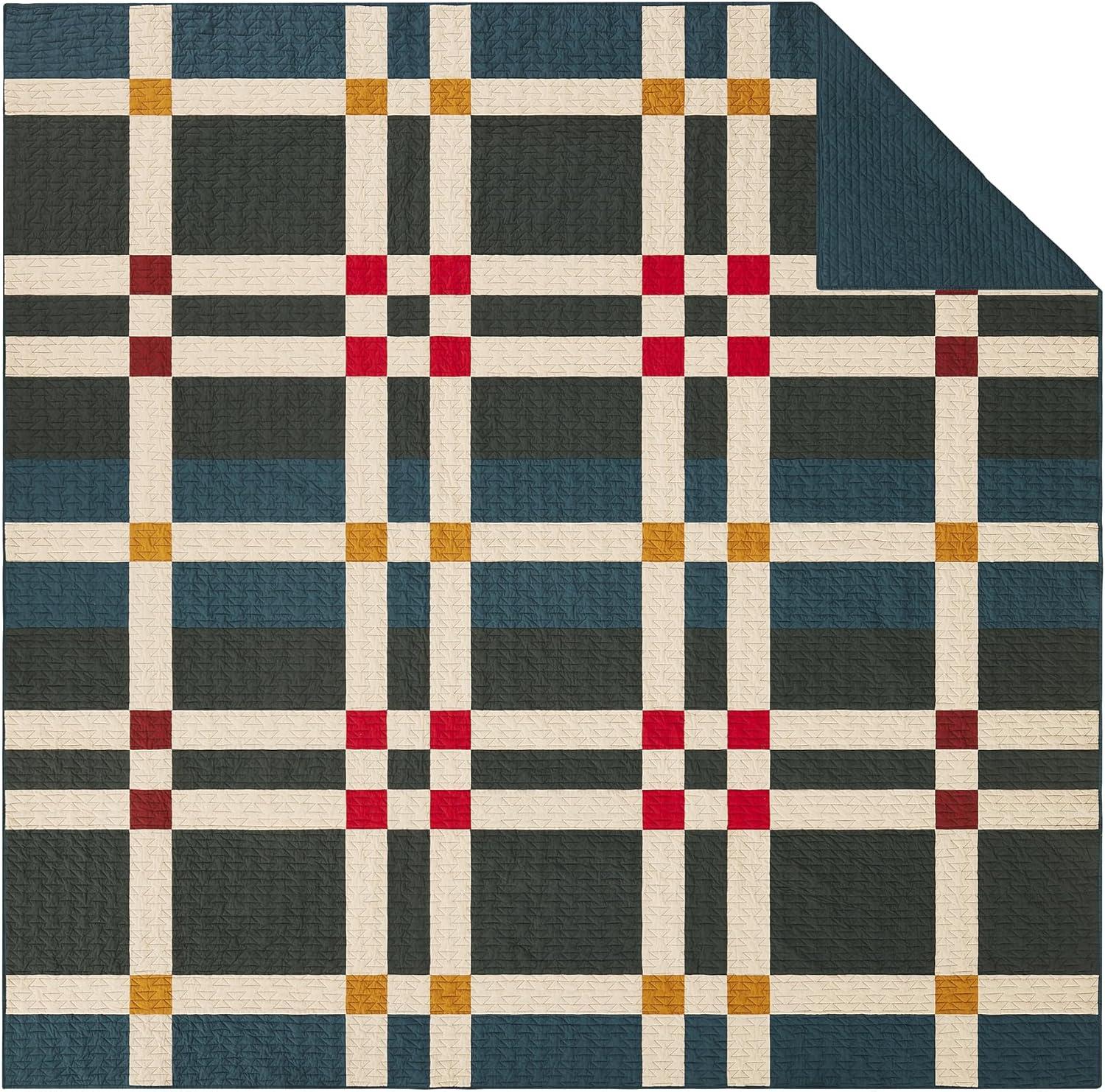 imagePendleton Shadow Peak FullQueen Lightweight Quilt Set Soft Cotton Bedding Cover Rustic Home Decor Luxury Coverlet Cozy Quilt and Pillow Shams Set FullQueen BlackFour Square