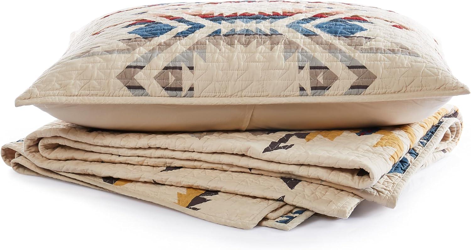 imagePendleton White Sands KingCal King Quilt Bedding Set 2 Shams Quilted Bedspread Premium Cotton Coverlet for Bed Washable 110inch x 96inch Beige Diamond PrintTwin
