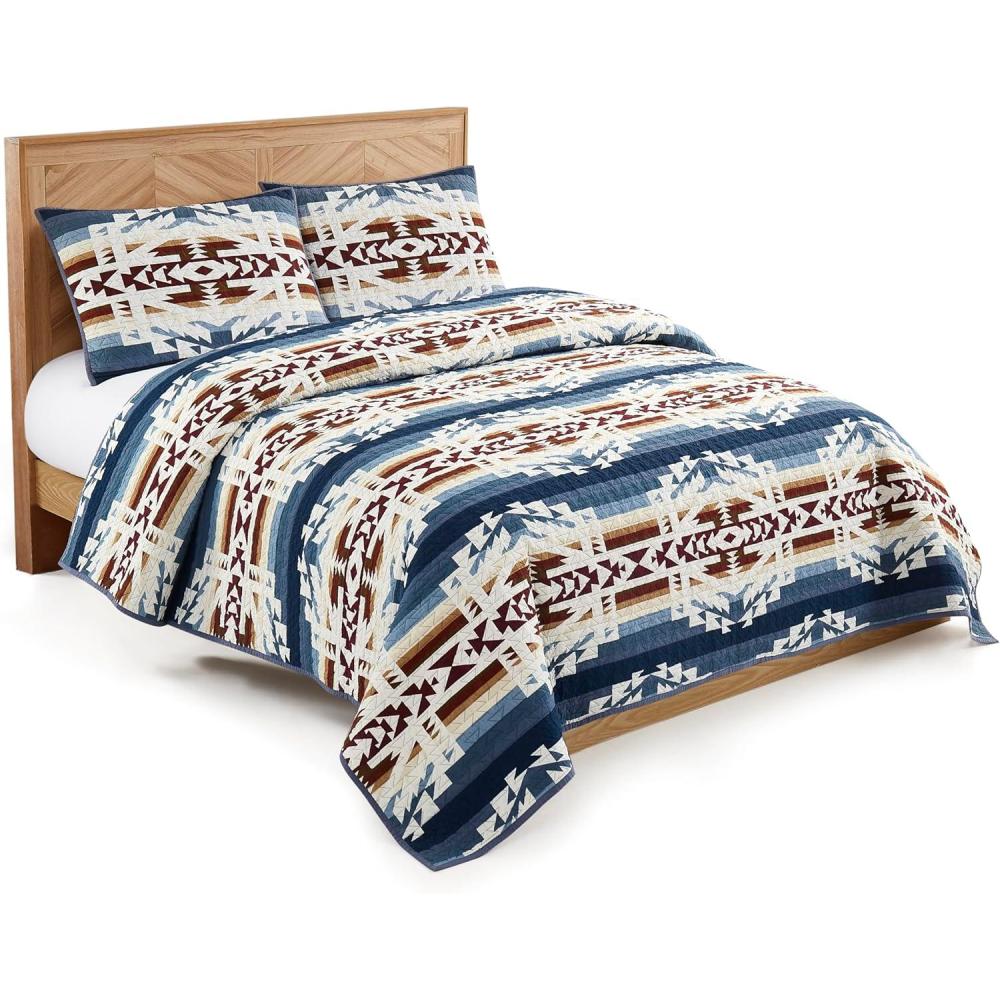 imagePendleton Shadow Peak FullQueen Lightweight Quilt Set Soft Cotton Bedding Cover Rustic Home Decor Luxury Coverlet Cozy Quilt and Pillow Shams Set FullQueen BlackCanyon Trail
