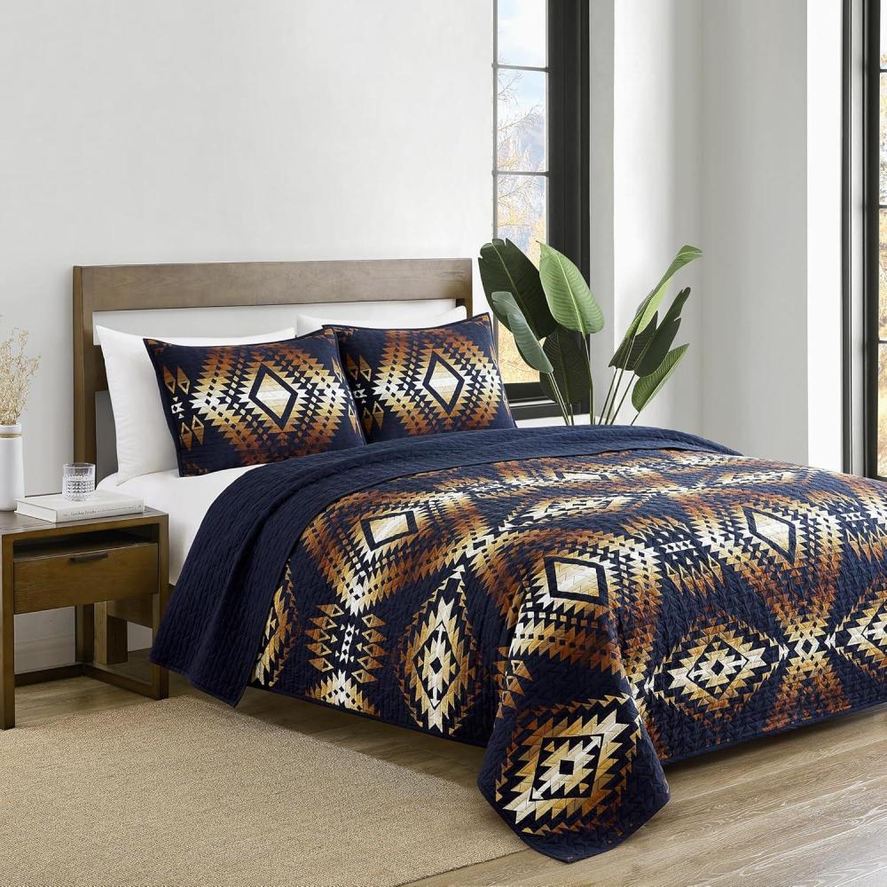 imagePendleton Shadow Peak FullQueen Lightweight Quilt Set Soft Cotton Bedding Cover Rustic Home Decor Luxury Coverlet Cozy Quilt and Pillow Shams Set FullQueen BlackMission Trails
