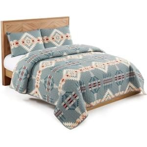Pendleton Shadow Peak Full/Queen Lightweight Quilt Set, Soft Cotton Bedding Cover, Rustic Home Decor, Luxury Coverlet, Cozy Quilt and Pillow Shams Set, Full/Queen, Black(Rancho Arroyo)