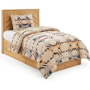 Pendleton White Sands King/Cal King Quilt Bedding Set, 2 Shams, Quilted Bedspread Premium Cotton Coverlet for Bed, Washable, 110-inch x 96-inch, Beige Diamond Print(Twin)