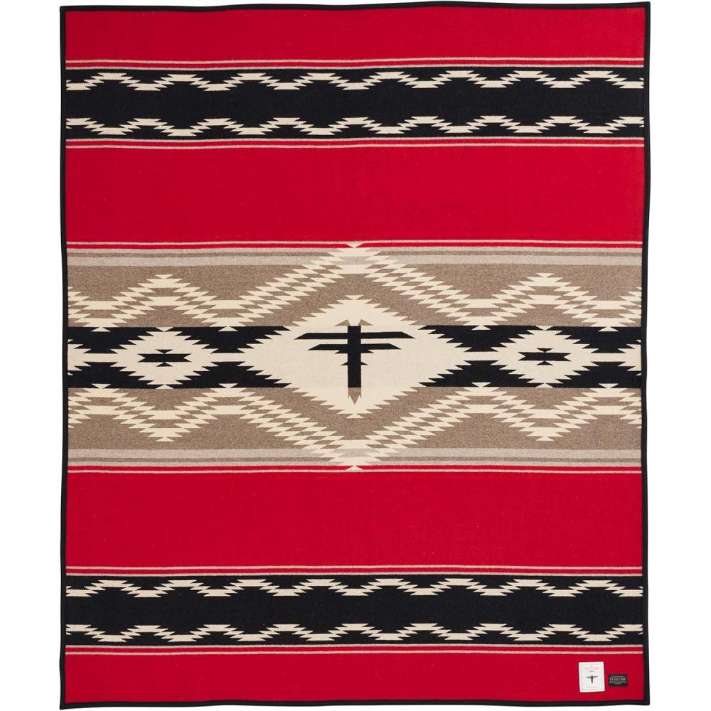imagePendleton American Indian College Fund Blanket 64quot x 80quot Wool Cotton Soft Reversible Blanket Ultrasuede Binding Made in USA Nike N7 PeaksWater
