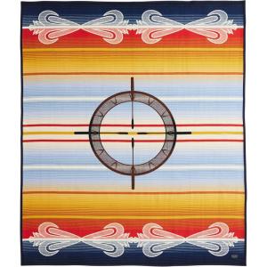 Pendleton American Indian College Fund Blanket – 64″ x 80″ Wool Cotton Soft, Reversible Blanket, Ultrasuede Binding, Made in USA – Nike N7 Peaks(Drum Keepers)