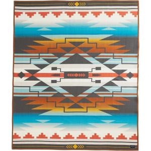 Pendleton American Indian College Fund Blanket – 64″ x 80″ Wool Cotton Soft, Reversible Blanket, Ultrasuede Binding, Made in USA – Nike N7 Peaks(Turquoise – N7 7 Generations)