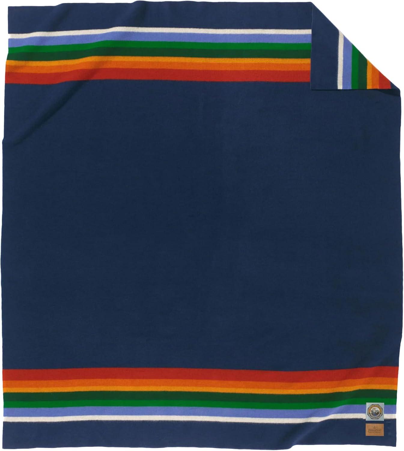 imagePendleton National Park Blanket Queen 90quot x 90quot 100 Wool Soft and Durable Throw for Home ampamp Outdoor Adventures Iconic Park Stripes Collectible Keepsake Crater Lake NavyCrater Lake Navy