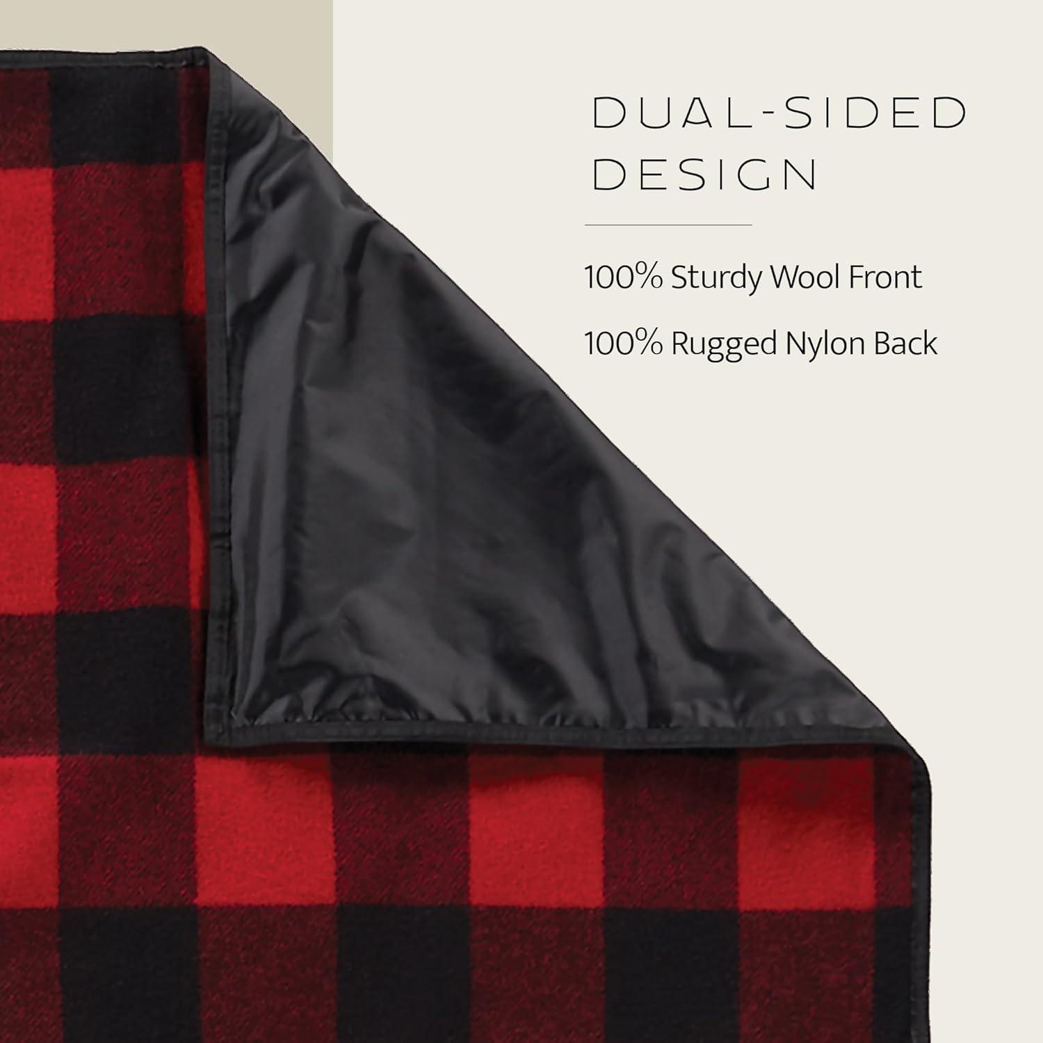 imagePendleton RollUp Travel Blanket 60 x 70 Durable Wool Blanket with a Waterproof Nylon Backing Portable for Travel Camping and Picnics with Leather Handle Grip and Patch