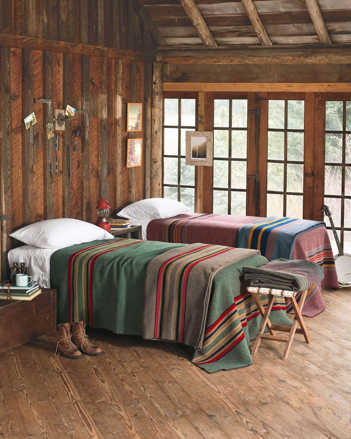imagePendleton Yakima Camp Blanket Twin 66quot x 84quot Wool Cotton Large Dry Clean Soft and Durable Throw for Home Travel RV Picnic Green HeatherGreen Heather