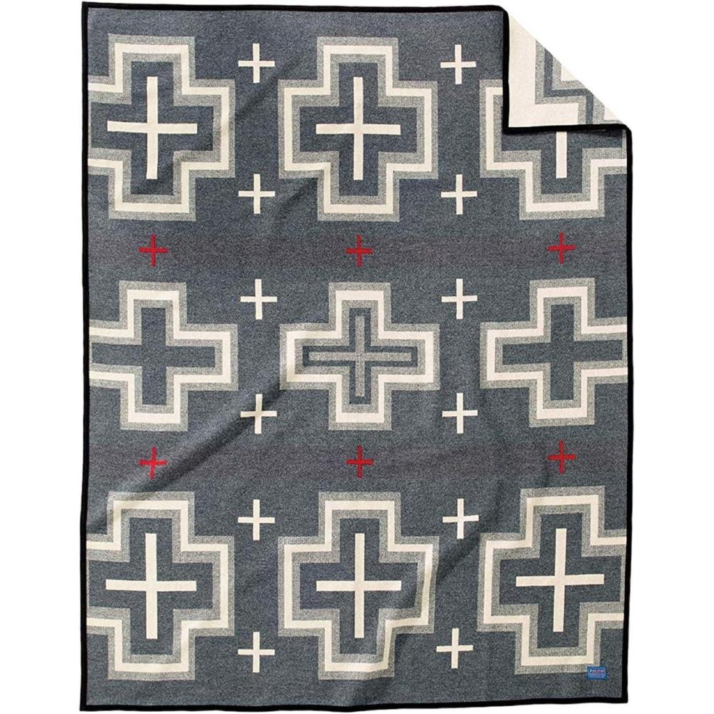 imagePENDLETON San Miguel Warm Wool Patterned Throw Blanket Grey King Size