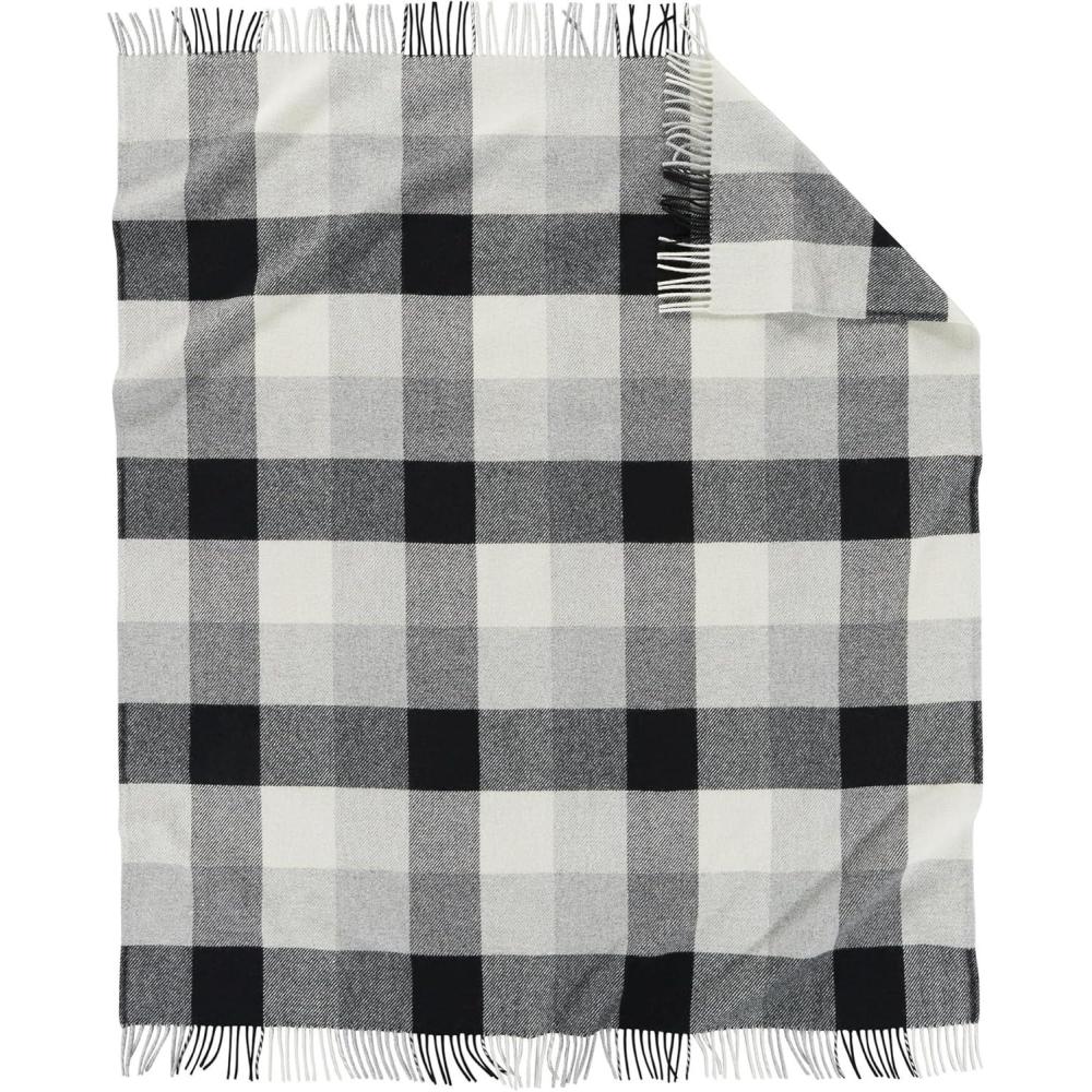 imagePendleton EcoWise Washable Throw with Fringe 54quot x 60quot  100 Wool All Season Washable Soft and Durable Blanket for Home and Outdoor Adventures  NavyCamelBlackIvory