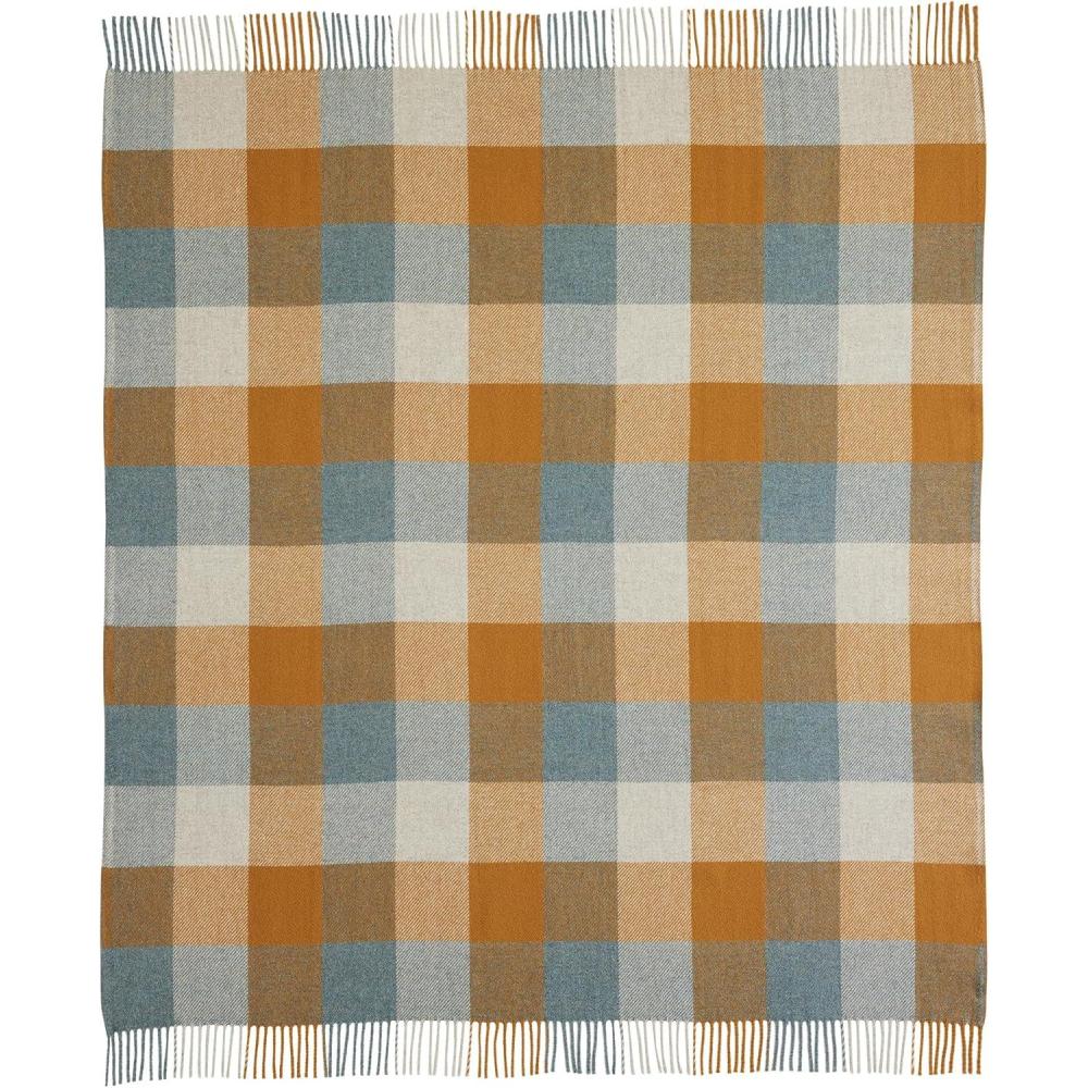 imagePendleton EcoWise Washable Throw with Fringe 54quot x 60quot 100 Wool All Season Washable Soft and Durable Blanket for Home and Outdoor Adventures NavyCamelShaleCopper