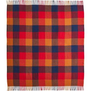 Pendleton Eco-Wise Washable Throw with Fringe 54″ x 60″ – 100% Wool, All Season, Washable, Soft and Durable Blanket for Home and Outdoor Adventures – Navy/Camel(Copper/Red)