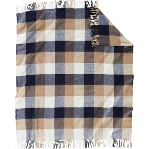 Pendleton Eco-Wise Washable Throw with Fringe 54″ x 60″ – 100% Wool, All Season, Washable, Soft and Durable Blanket for Home and Outdoor Adventures – Navy/Camel(Navy/Camel)