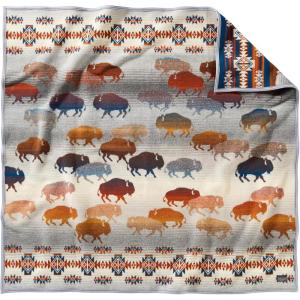 Pendleton Jacquard Wool Throw, Large 64″ x 64″, Soft and Warm Wool Cotton Fabric, Reversible All Season Throw Blanket for Sofa, Bed and Home Décor, Dry Clean, Made in USA – Prairie Rush Hour Rustic(Prairie Rush Hour Grey)