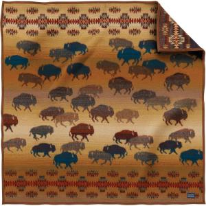 Pendleton Jacquard Wool Throw, Large 64″ x 64″, Soft and Warm Wool Cotton Fabric, Reversible All Season Throw Blanket for Sofa, Bed and Home Décor, Dry Clean, Made in USA – Prairie Rush Hour Rustic(Prairie Rush Hour Rustic)