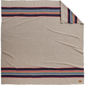 Pendleton National Park Blanket Queen 90″ x 90″ – 100% Wool, Soft and Durable Throw for Home & Outdoor Adventures, Iconic Park Stripes Collectible Keepsake – Crater Lake Navy(Yellowstone)
