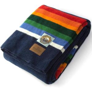 Pendleton National Park Blanket Queen 90″ x 90″ – 100% Wool, Soft and Durable Throw for Home & Outdoor Adventures, Iconic Park Stripes Collectible Keepsake – Crater Lake Navy(Crater Lake Navy)
