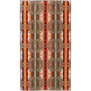 Pendleton Oversized Jacquard Spa Towels, 40 x 70 inches Bath Towels, 100% Cotton, Soft and Quick Dry for The Beach, Hot Tub, Pool – Los Ojos Black(Khaki)