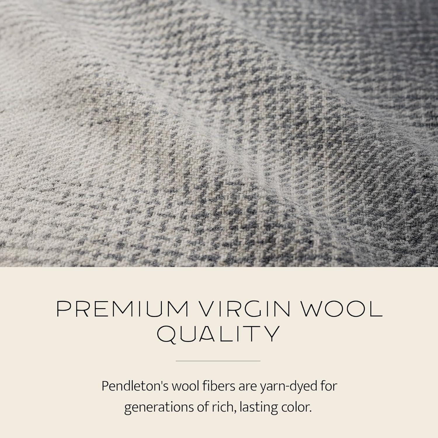 imagePendleton EcoWise Easy Care Wool Blanket Twin 66quot x 96quot 100 Wool with Whipstitch Binding All Season Washable Soft and Durable Blanket for Home and Outdoor Adventures Charcoal