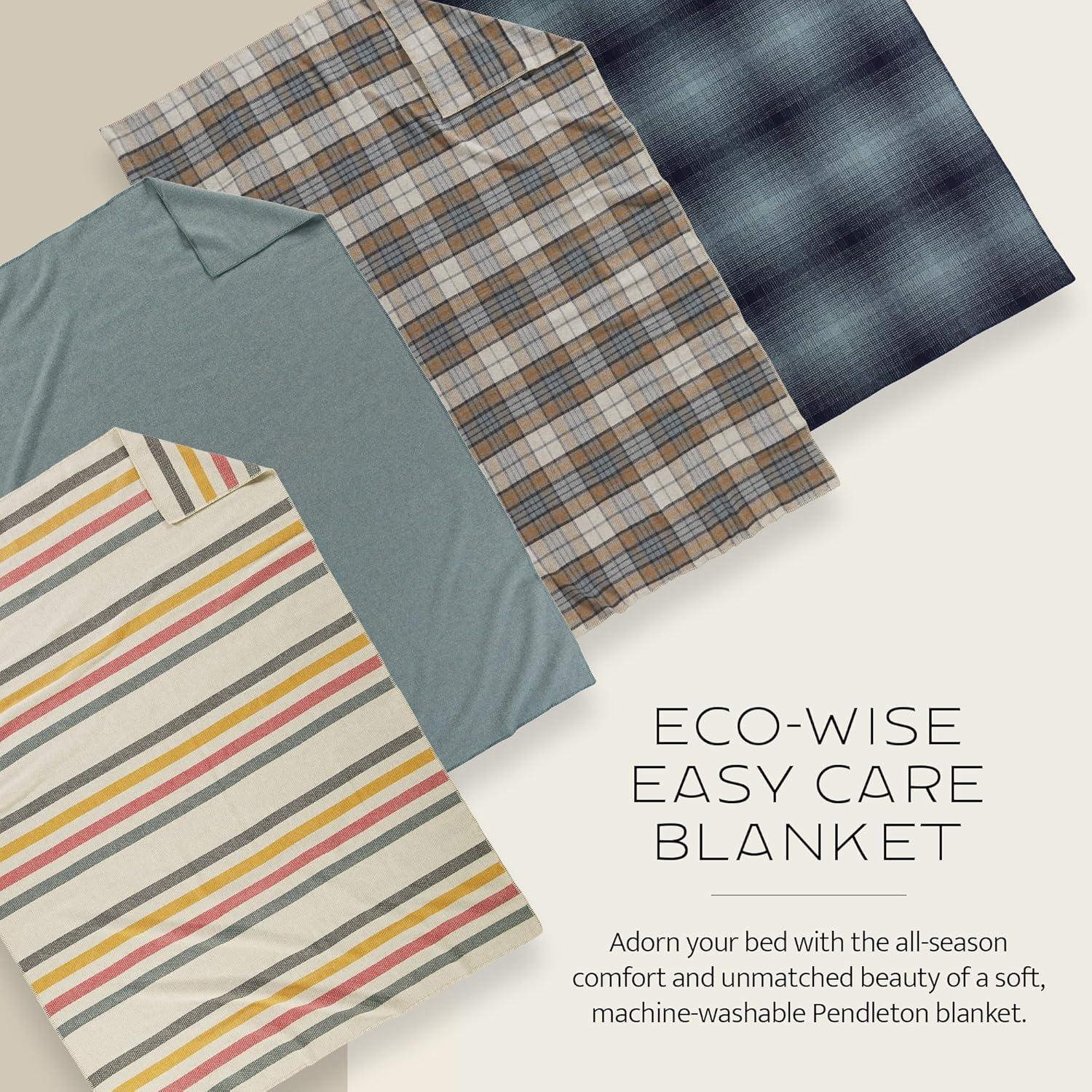 imagePendleton EcoWise Easy Care Wool Blanket Twin 66quot x 96quot 100 Wool with Whipstitch Binding All Season Washable Soft and Durable Blanket for Home and Outdoor Adventures Charcoal