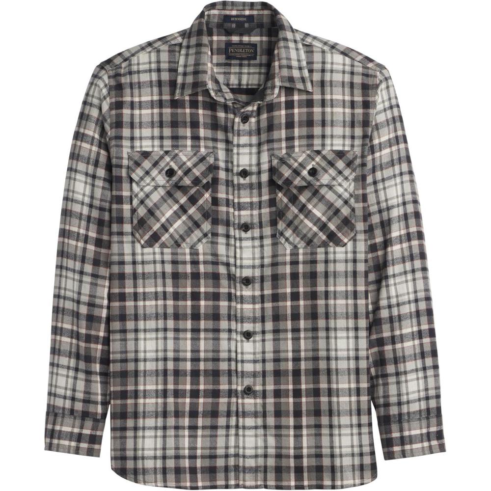 imagePENDLETON Mens Burnside Flannel ShirtGrey Plaid