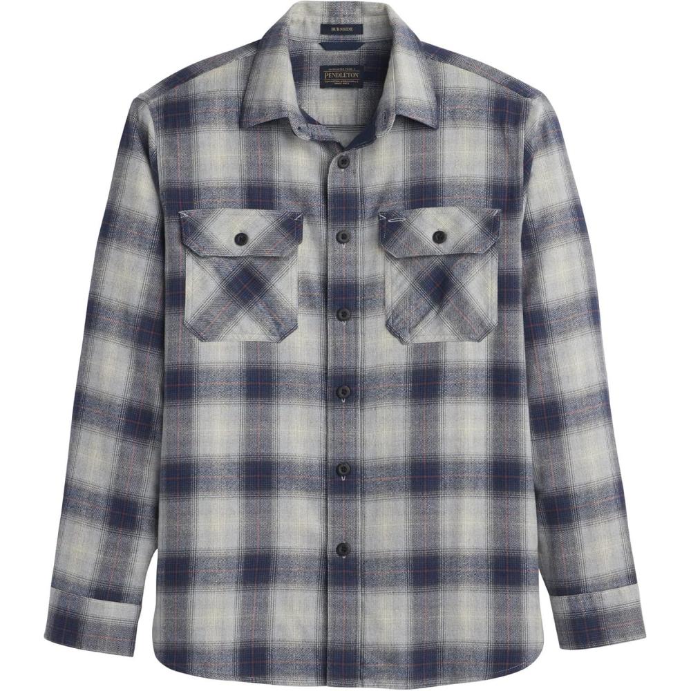 imagePENDLETON Mens Burnside Flannel ShirtGreyNavy Plaid