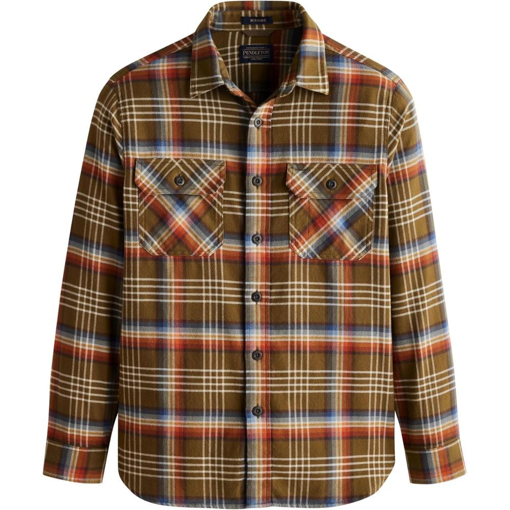 imagePENDLETON Mens Burnside Flannel ShirtOlive Multi Plaid