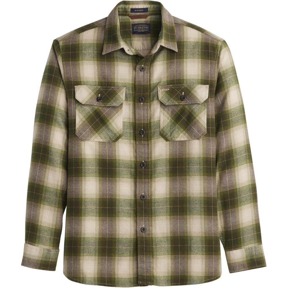 imagePENDLETON Mens Burnside Flannel ShirtTanOlive Plaid