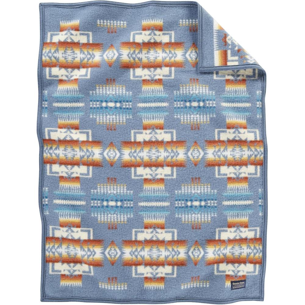 imagePendleton Chief Joseph Crib Blanket 32quot x 44quot Wool Cotton Lightweight Reversible Soft and Durable Baby Blanket for Home and Travel RosewoodSlate