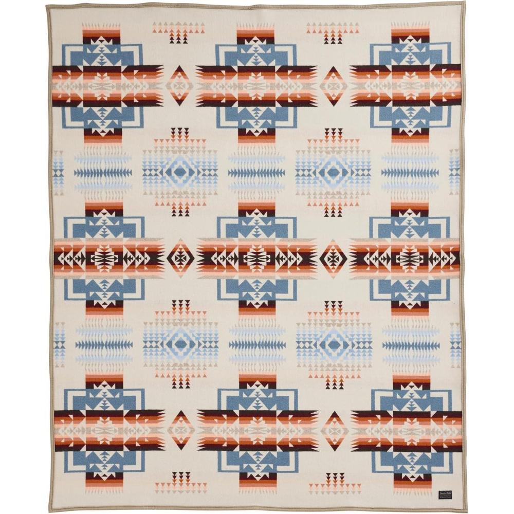 imagePendleton Chief Joseph Jacquard Wool Blanket 64quot x 80quot Reversible Throw Blanket Wool Felt Binding Breathable Napped for Softness Great for Home and TravelRosewood