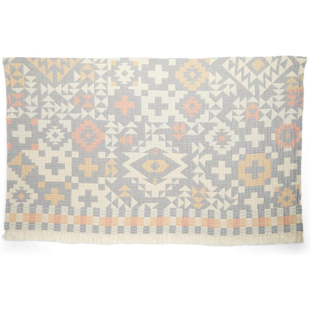 imagePendleton Unisex Fringed Cotton Throw Sierra Border One SizeBlue Ridge