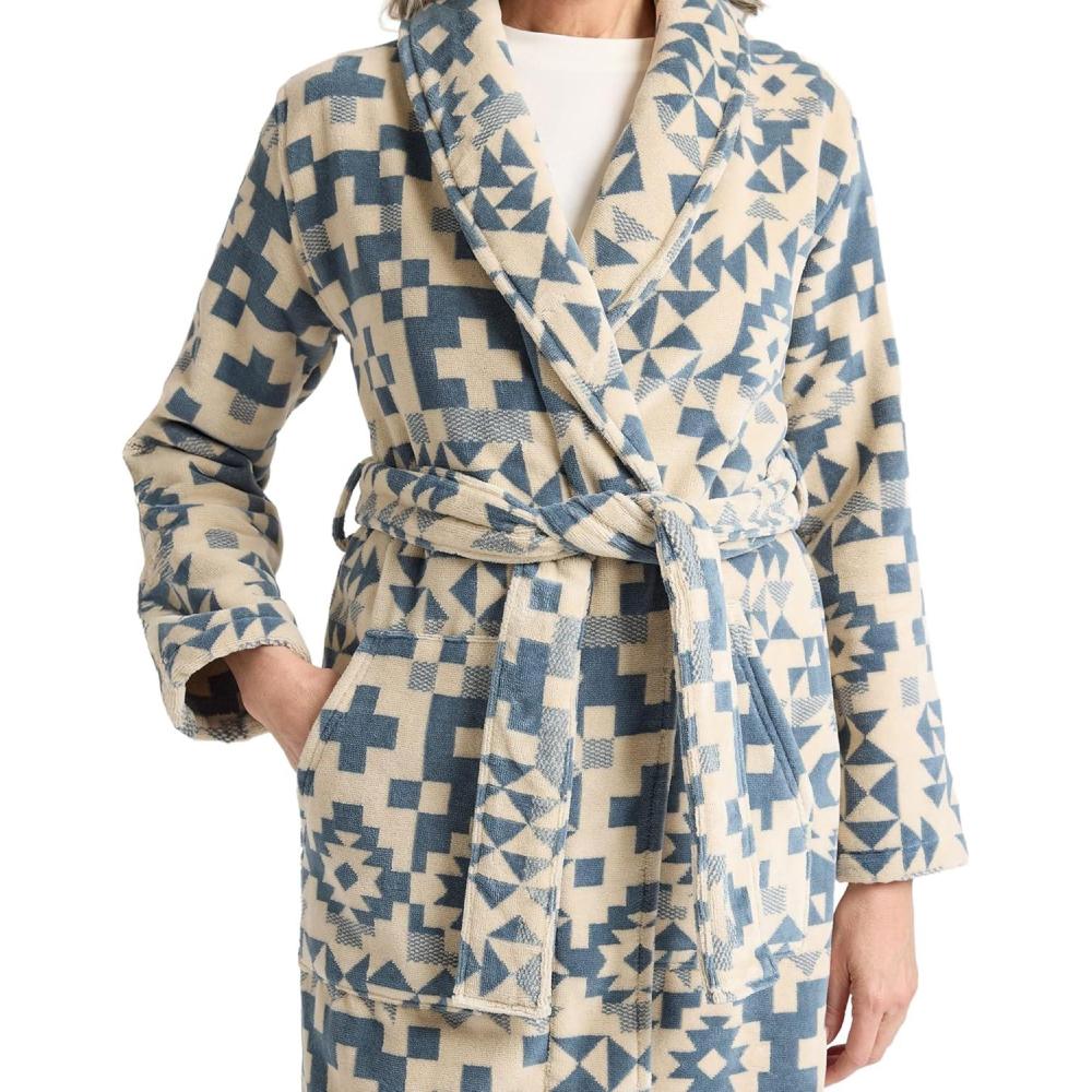 imagePendleton Womens Robe 100 Cotton Plush Terry Bathrobe 44 LengthBlue Ridge
