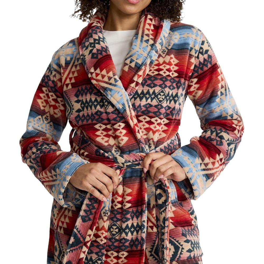 imagePendleton Womens Robe 100 Cotton Plush Terry Bathrobe 44 LengthCanyonlands Desert Sky