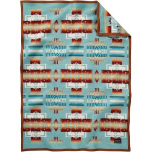 Pendleton Chief Joseph Crib Blanket 32″ x 44″ – Wool Cotton, Lightweight, Reversible, Soft and Durable Baby Blanket for Home and Travel – Rosewood(Aqua)