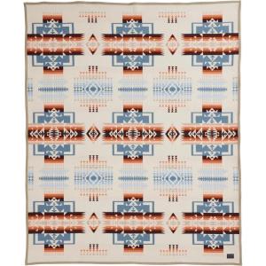 Pendleton Chief Joseph Jacquard Wool Blanket 64″ x 80″, Reversible Throw Blanket, Wool Felt Binding, Breathable, Napped for Softness, Great for Home and Travel(Rosewood)