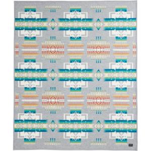 Pendleton Chief Joseph Jacquard Wool Blanket 64″ x 80″, Reversible Throw Blanket, Wool Felt Binding, Breathable, Napped for Softness, Great for Home and Travel(Grey)