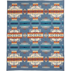 Pendleton Chief Joseph Jacquard Wool Blanket 64″ x 80″, Reversible Throw Blanket, Wool Felt Binding, Breathable, Napped for Softness, Great for Home and Travel(Slate)