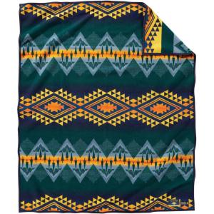 Pendleton Jacquard Napped Throw Blanket 64″ x 80″ – Wool Cotton, Reversible, Lightweight, Soft, Wool Felt Binding, Packable Blanket for Home and Travel – Big Medicine Oxford(Wildland Heroes)