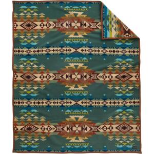 Pendleton Jacquard Napped Throw Blanket 64″ x 80″ – Wool Cotton, Reversible, Lightweight, Soft, Wool Felt Binding, Packable Blanket for Home and Travel – Big Medicine Oxford(Highland Peak Balsam)